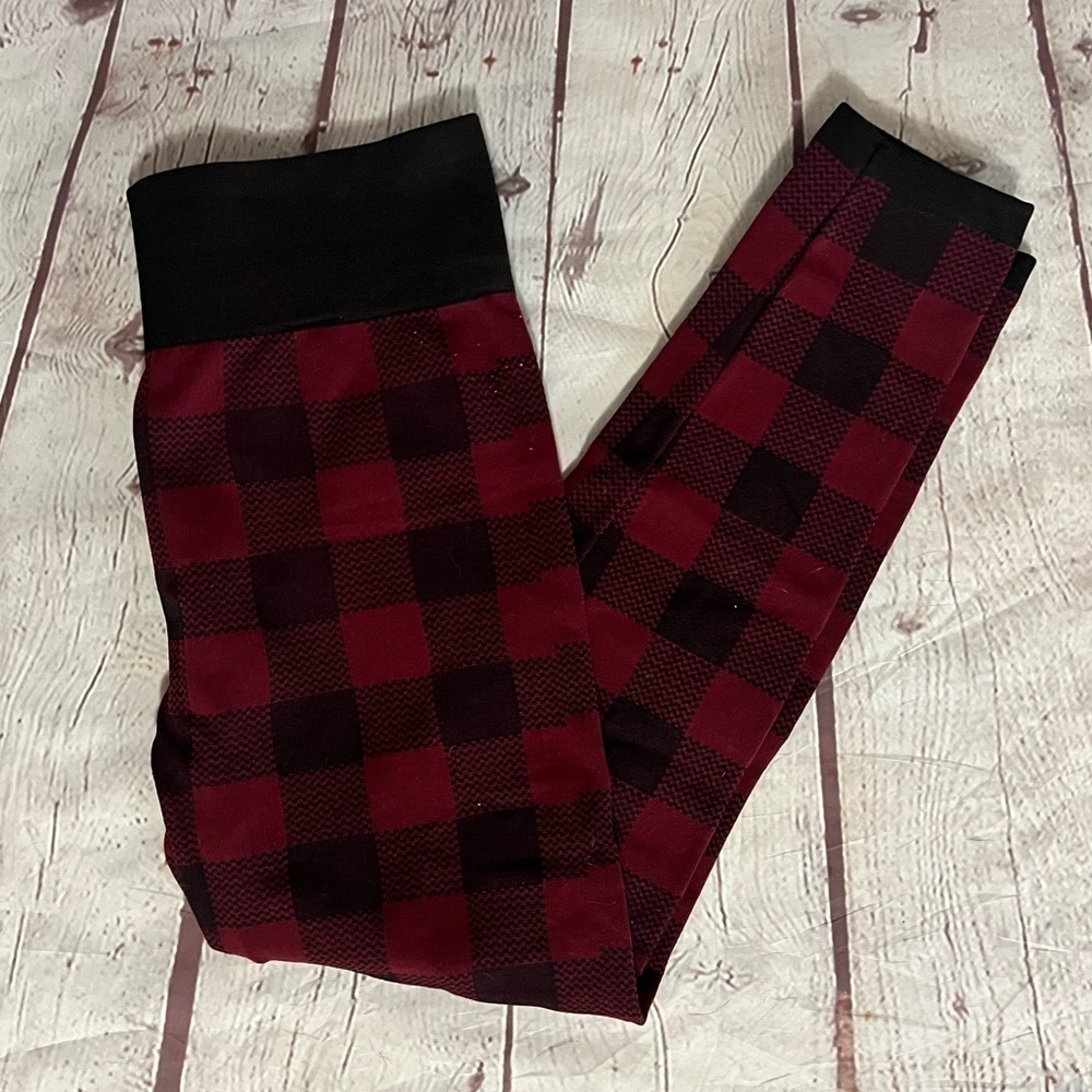 MAURICES | Red & Black Plaid Leggings | 2x